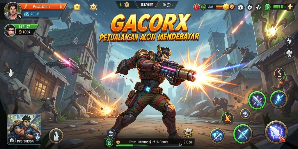 Gameplay GACORX yang seru dan penuh aksi di medan pertempuran.