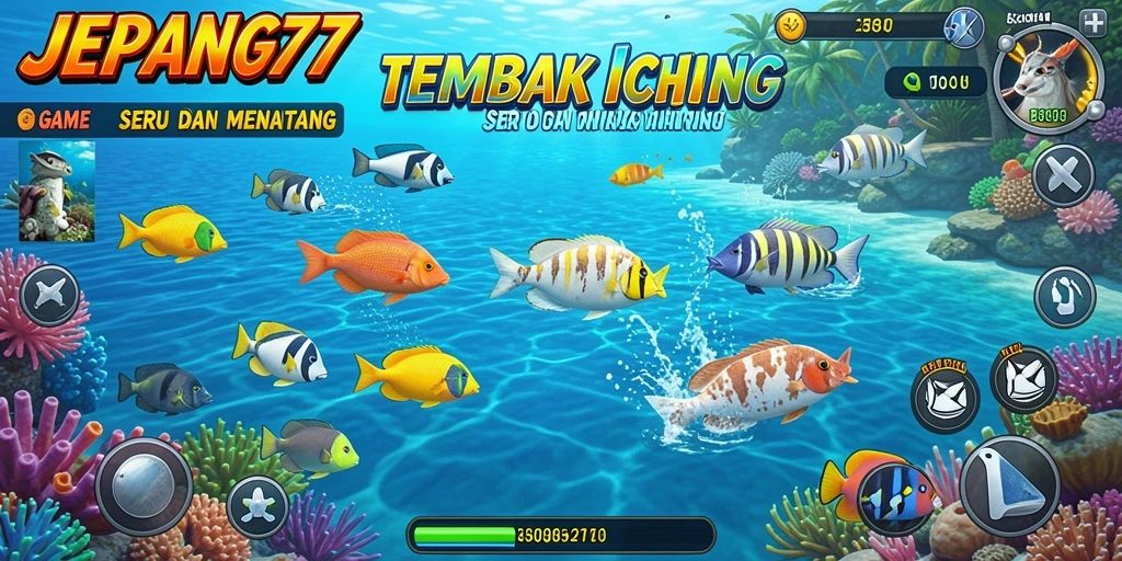 Tampilan gameplay seru dari JEPANG77 dalam menembak ikan.