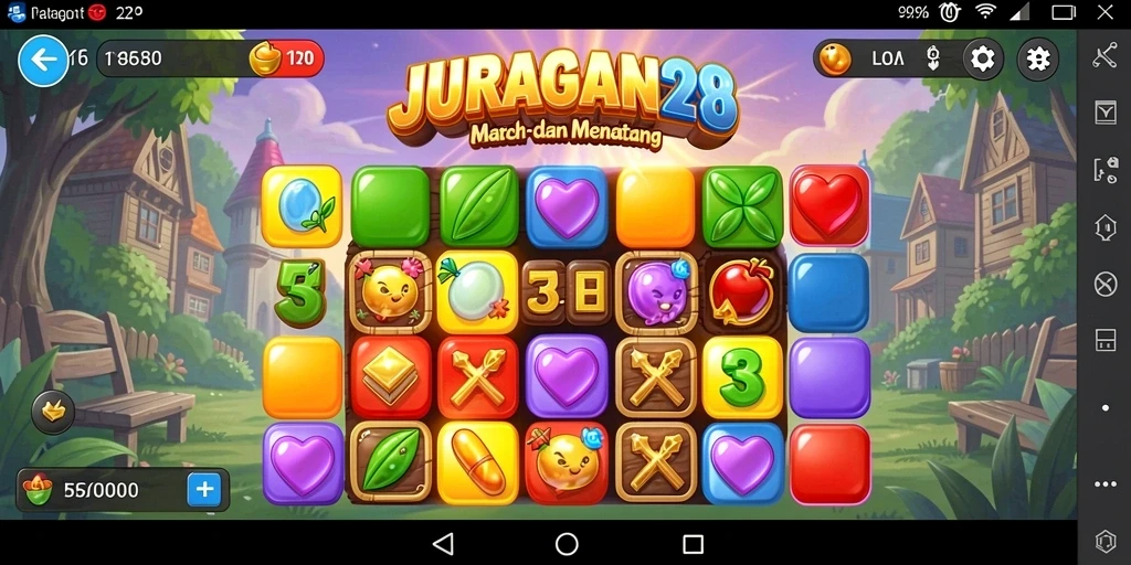 Tampilan gameplay JURAGAN28 yang seru dan penuh warna.