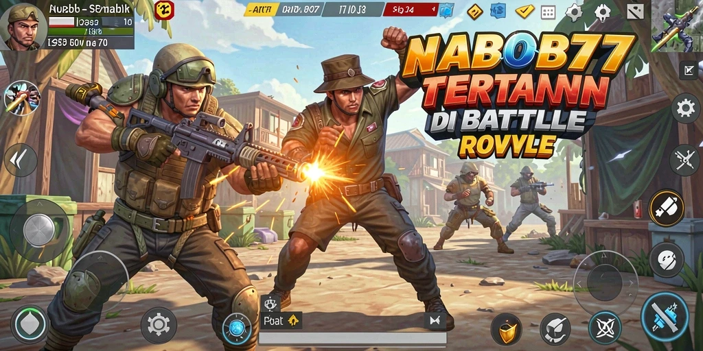 Gameplay seru NABOB77 dengan pertarungan intens di arena Battle Royale.