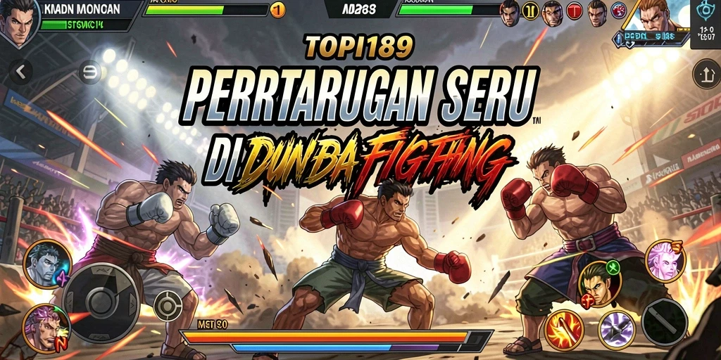 Screenshot menunjukkan pertarungan seru dalam TOPI189 dengan karakter yang beraksi.
