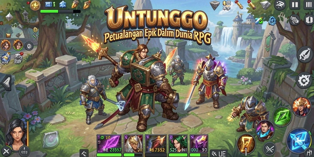 Tampilan menarik dari gameplay <strong>UNTUNGGO</strong> di dunia RPG yang kaya.